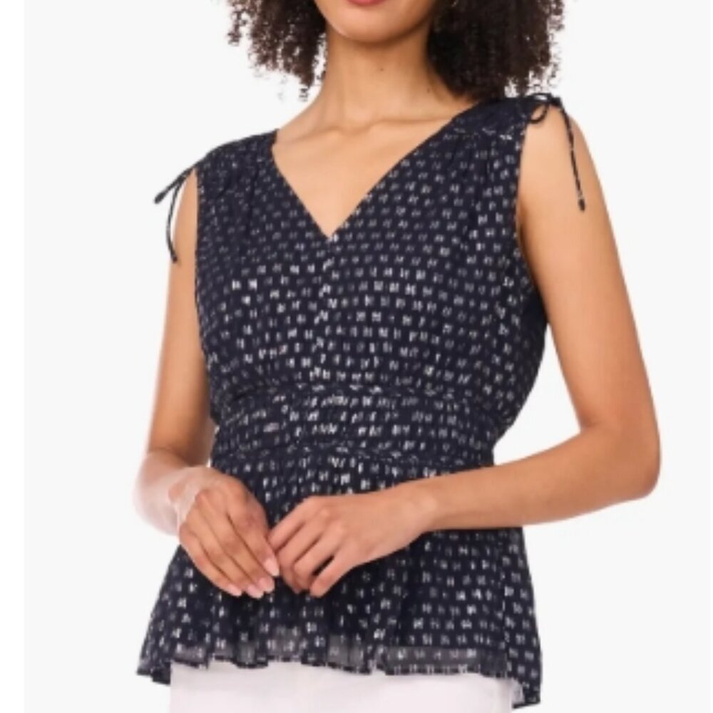 Parker Fiona Tie Shoulder Smock Waist Top | Classic Navy | Size S | NWT